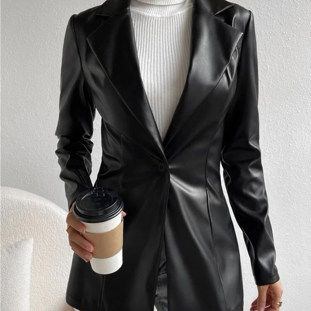SHEIN faux leather blazer